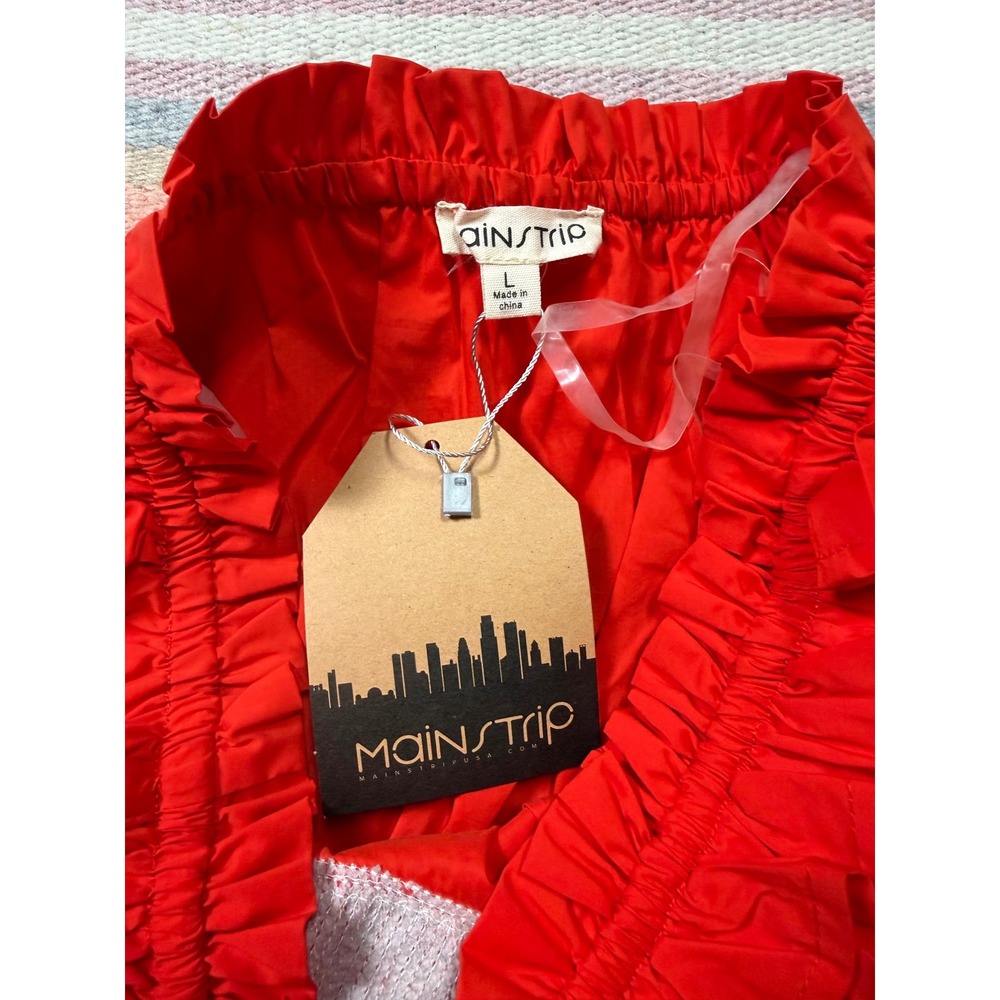 Main Strip Football Tube Dress NWT Red‎ Ruffle Strapless Mini Dress Size Large - Picture 3 of 6